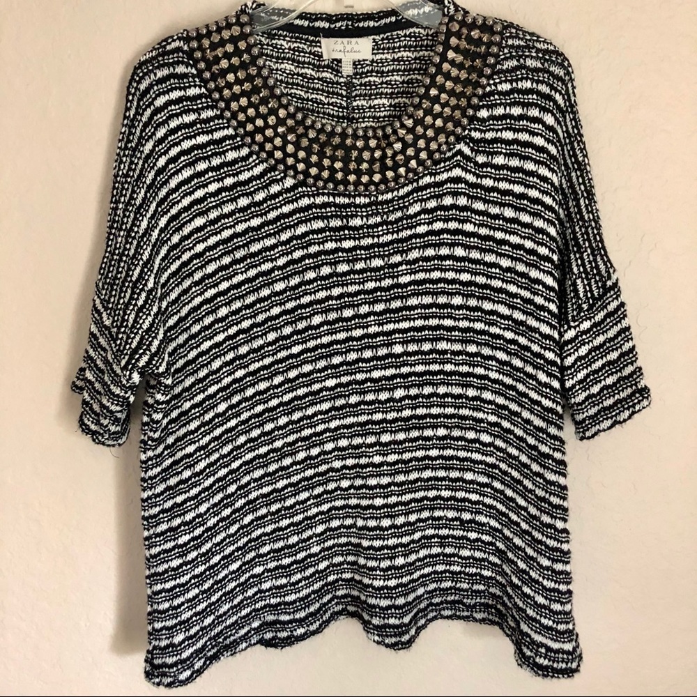 Stripes short sleeves sweater